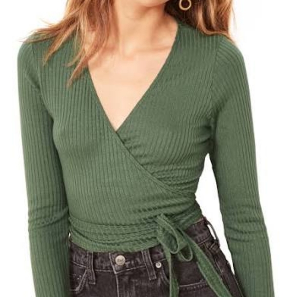 Reformation Petalo Long Sleeve V-Neck Wrap Top S/M - Picture 1 of 3